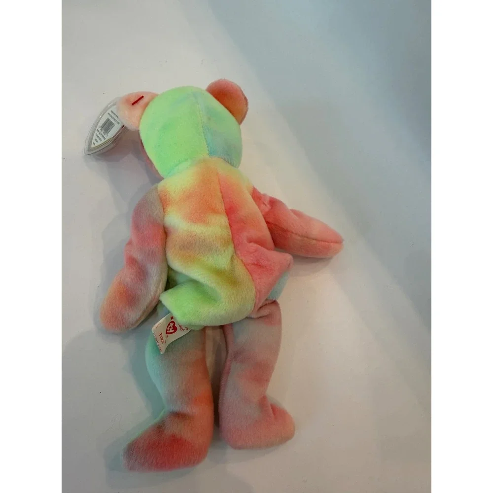 Ty Beanie Baby Peace the Bear 1996 Tie Dye Pastel Rainbow Plush with Tags 4053
